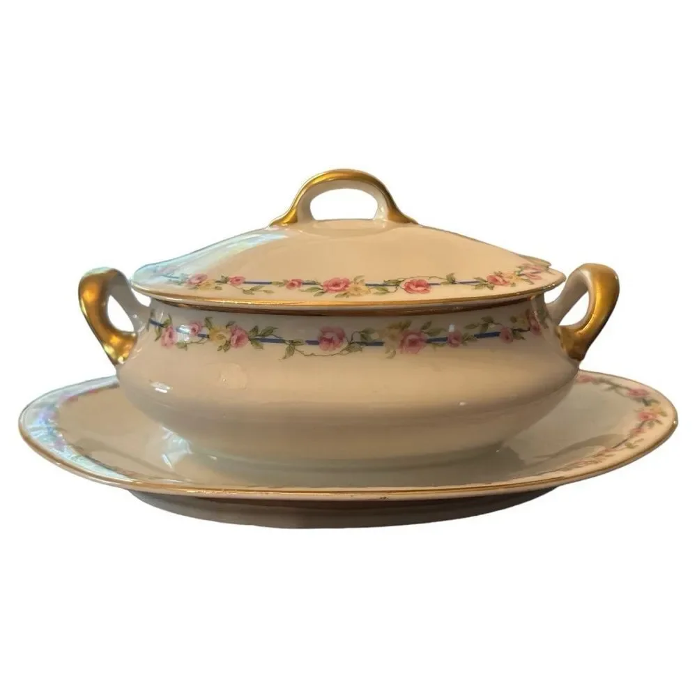 B&Co France L. Bernardaud Limoges Dinnerware Set Floral Gold Trim - Picture 10 of 12